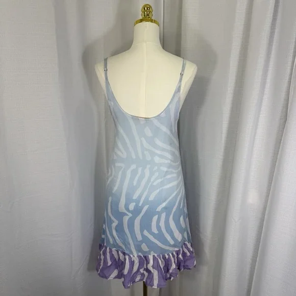 OLIPHANT Tuckernuck Slip Dress Zebra Striped Midi Silk Cotton Blend Small Preppy - Picture 3 of 12